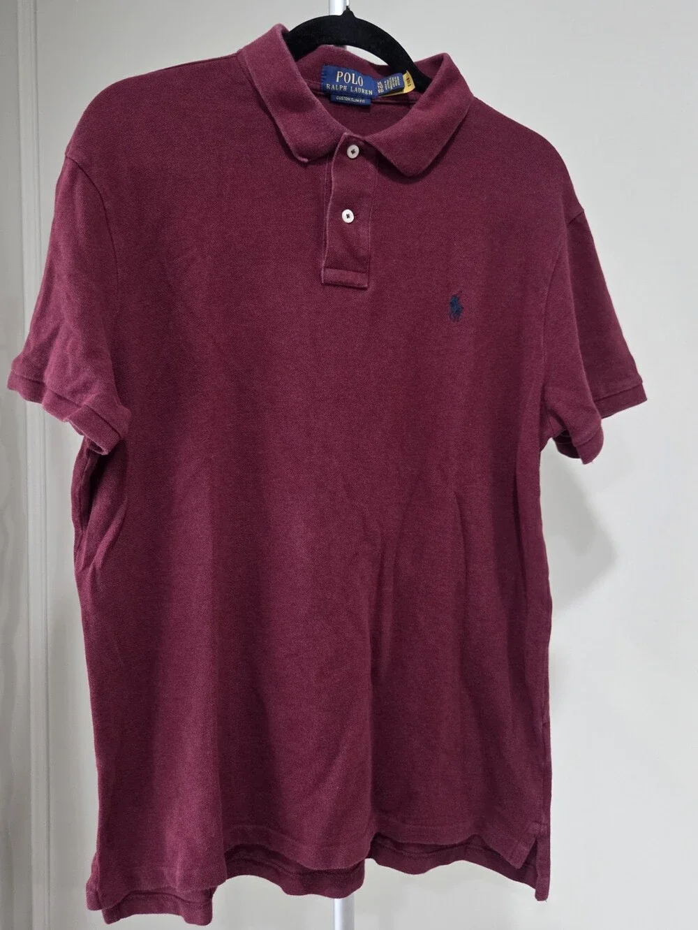 Ralph Lauren Men's Burgundy Polo Shirt with Navy Pony Sz.XL